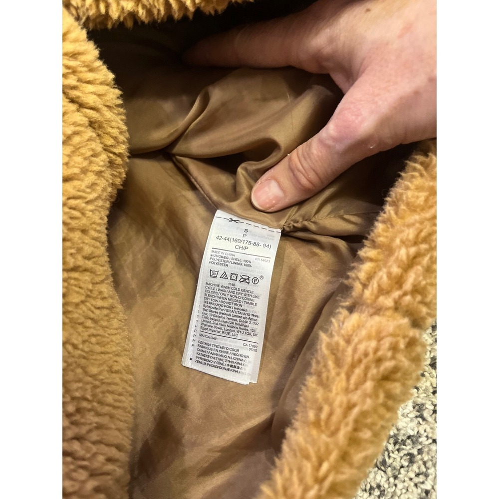 Gap Teddy Coat Womens Small Brown Teddy Sherpa Faux Fur Button Front - Picture 9 of 10